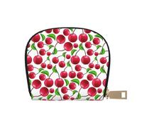 YWSOTRE Cerezas Rojas Impresas, Funda de Cuero de PU para Tarjetas, Tarjetero Elegante, Tarjetero Tipo Billetera