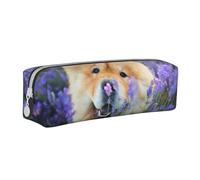 YWSOTRE Chow-Chow Dulce Esponjoso Marrón Perros Púrpura Salvaje, Estuche para lápices Estuche para lápices Estuche para lápices de Cuero portátil con Estuche para cosméticos con Cremallera