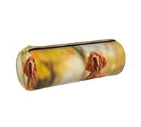 YWSOTRE Cocker Spaniel Otoño Parque Perros Spaniel Marrón, Estuche para lápices Estuche cilíndrico para lápices Estuche para lápices de Cuero portátil Estuche para cosméticos
