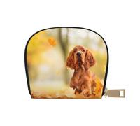 YWSOTRE Cocker Spaniel Otoño Parque Perros Spaniel Marrón, Funda de Cuero de PU para Tarjetas, Tarjetero Elegante, Tarjetero Tipo Billetera