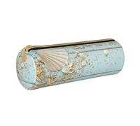 YWSOTRE Colección Mar Concha Playa Vintage, Estuche para lápices Estuche cilíndrico para lápices Estuche para lápices de Cuero portátil Estuche para cosméticos
