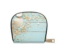 YWSOTRE Colección Mar Concha Playa Vintage, Funda de Cuero de PU para Tarjetas, Tarjetero Elegante, Tarjetero Tipo Billetera