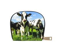 YWSOTRE Comer Vacas en los pastos de Verano, Funda de Cuero de PU para Tarjetas, Tarjetero Elegante, Tarjetero Tipo Billetera