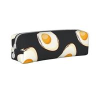 YWSOTRE Comida Huevos Fritos Oscuro, Estuche para lápices Estuche para lápices Estuche para lápices de Cuero portátil con Estuche para cosméticos con Cremallera