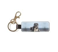 YWSOTRE Conceptos de amistad entre perros Cane Corso y Pug,Llavero de cuero de PU, llavero, llavero, anillo, organizador, 1 pieza