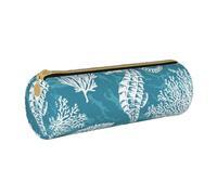 YWSOTRE Conchas Marinas Caballito De Mar Coral, Estuche para lápices Estuche cilíndrico para lápices Estuche para lápices de Cuero portátil Estuche para cosméticos
