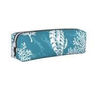 YWSOTRE Conchas Marinas Caballito De Mar Coral, Estuche para lápices Estuche para lápices Estuche para lápices de Cuero portátil con Estuche para cosméticos con Cremallera