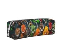 YWSOTRE Condimentos Especias Impresas, Estuche para lápices Estuche para lápices Estuche para lápices de Cuero portátil con Estuche para cosméticos con Cremallera