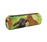 YWSOTRE Conejo Amor Impreso, Estuche para lápices Estuche cilíndrico para lápices Estuche para lápices de Cuero portátil Estuche para cosméticos