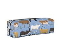 YWSOTRE Conjunto de toros y Vacas Animales de Granja Ganado mamífero, Estuche para lápices Estuche para lápices Estuche para lápices de Cuero portátil con Estuche para cosméticos con Cremallera
