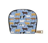 YWSOTRE Conjunto de toros y Vacas Animales de Granja Ganado mamífero, Funda de Cuero de PU para Tarjetas, Tarjetero Elegante, Tarjetero Tipo Billetera