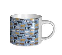 YWSOTRE Conjunto de toros y vacas, animales de granja, ganado, mamíferos,Taza de cerámica de gran capacidad, taza de té, taza de café 450 ml
