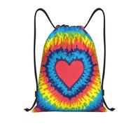 YWSOTRE Corazón Amor Arco Iris Tie Dye, Mochila con cordón, unisex, para deporte, gimnasio, informal, para el día a día, talla M