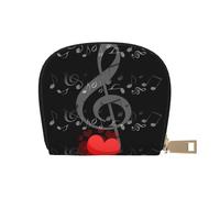 YWSOTRE Corazón de Nota Musical, Funda de Cuero de PU para Tarjetas, Tarjetero Elegante, Tarjetero Tipo Billetera