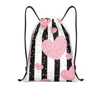 YWSOTRE Corazón Romántico Raya De Lentejuelas De Oro Rosa, Mochila con cordón, unisex, para deporte, gimnasio, informal, para el día a día, talla M