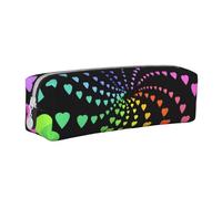 YWSOTRE Corazones del Arco Iris, Estuche para lápices Estuche para lápices Estuche para lápices de Cuero portátil con Estuche para cosméticos con Cremallera