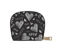 YWSOTRE Corazones Escritos a Mano con Palabras de Amor, Funda de Cuero de PU para Tarjetas, Tarjetero Elegante, Tarjetero Tipo Billetera