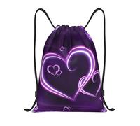 YWSOTRE Corazones morados, Mochila con cordón, unisex, para deporte, gimnasio, informal, para el día a día, talla M