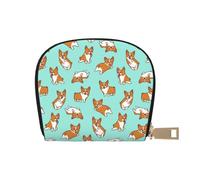 YWSOTRE Corgi Lindo Perro, Funda de Cuero de PU para Tarjetas, Tarjetero Elegante, Tarjetero Tipo Billetera