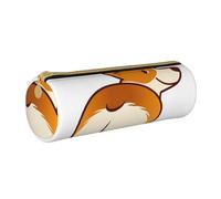 YWSOTRE Corgi Perro Gracioso Trasero, Estuche para lápices Estuche cilíndrico para lápices Estuche para lápices de Cuero portátil Estuche para cosméticos