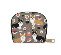 YWSOTRE Corgi Sushi Corgis Perro, Funda de Cuero de PU para Tarjetas, Tarjetero Elegante, Tarjetero Tipo Billetera