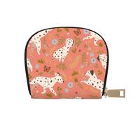 YWSOTRE Dálmatas Jugando, Funda de Cuero de PU para Tarjetas, Tarjetero Elegante, Tarjetero Tipo Billetera