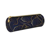 YWSOTRE Degradado Lineal Dorado con Hojas De Ginkgo Biloba, Estuche para lápices Estuche cilíndrico para lápices Estuche para lápices de Cuero portátil Estuche para cosméticos