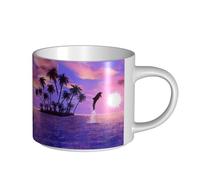 YWSOTRE Delfines al atardecer,Taza de cerámica de gran capacidad, taza de té, taza de café 450 ml