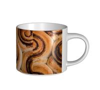 YWSOTRE Delicioso patrón de pan de rollos de canela,Taza de cerámica de gran capacidad, taza de té, taza de café 450 ml