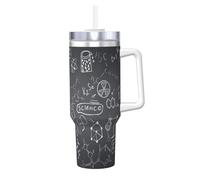YWSOTRE Dibujo científico escrito a mano impreso,Botella de agua de acero inoxidable con asa para bebidas frías y calientes de 40 oz.