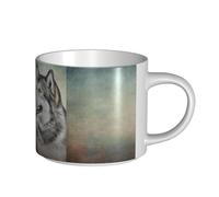 YWSOTRE Dibujo de un retrato de un perro malamute de Alaska,Taza de cerámica de gran capacidad, taza de té, taza de café 450 ml
