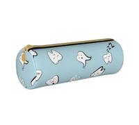 YWSOTRE Dientes Patrón Diente Dental Dibujos Animados, Estuche para lápices Estuche cilíndrico para lápices Estuche para lápices de Cuero portátil Estuche para cosméticos