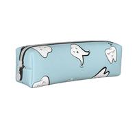 YWSOTRE Dientes Patrón Diente Dental Dibujos Animados, Estuche para lápices Estuche para lápices Estuche para lápices de Cuero portátil con Estuche para cosméticos con Cremallera
