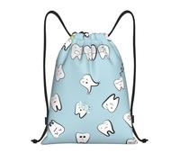 YWSOTRE Dientes Patrón Diente Dental Dibujos Animados, Mochila con cordón, unisex, para deporte, gimnasio, informal, para el día a día, talla M