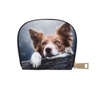 YWSOTRE Dios Bokeh Border Collie Marrón con Ojos Amarillos, Funda de Cuero de PU para Tarjetas, Tarjetero Elegante, Tarjetero Tipo Billetera