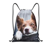 YWSOTRE Dios Bokeh Border Collie Marrón Con Ojos Amarillos, Mochila con cordón, unisex, para deporte, gimnasio, informal, para el día a día, talla M