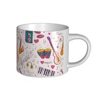 YWSOTRE Discos de música La música blues es mi tema de vida,Taza de cerámica de gran capacidad, taza de té, taza de café 450 ml