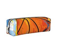 YWSOTRE Disfrute del Bosquejo Colorido del Baloncesto Impreso, Estuche para lápices Estuche para lápices Estuche para lápices de Cuero portátil con Estuche para cosméticos con Cremallera