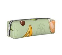 YWSOTRE Doodle Brócoli Queso Aguacate, Estuche para lápices Estuche para lápices Estuche para lápices de Cuero portátil con Estuche para cosméticos con Cremallera
