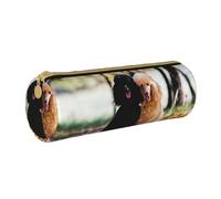YWSOTRE Dos caniche Real otoño, Estuche para lápices Estuche cilíndrico para lápices Estuche para lápices de Cuero portátil Estuche para cosméticos