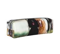 YWSOTRE Dos caniche Real otoño, Estuche para lápices Estuche para lápices Estuche para lápices de Cuero portátil con Estuche para cosméticos con Cremallera