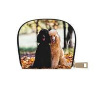 YWSOTRE Dos caniche Real otoño, Funda de Cuero de PU para Tarjetas, Tarjetero Elegante, Tarjetero Tipo Billetera