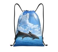 YWSOTRE dos delfines, Mochila con cordón, unisex, para deporte, gimnasio, informal, para el día a día, talla M