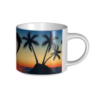YWSOTRE Dos delfines saltando en forma de corazón,Taza de cerámica de gran capacidad, taza de té, taza de café 450 ml