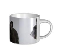 YWSOTRE Dulce mascota, lindo cachorro de bulldog francés negro,Taza de cerámica de gran capacidad, taza de té, taza de café 450 ml