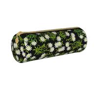 YWSOTRE Edelweiss Alpina Suiza Floral, Estuche para lápices Estuche cilíndrico para lápices Estuche para lápices de Cuero portátil Estuche para cosméticos