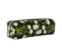 YWSOTRE Edelweiss Alpina Suiza Floral, Estuche para lápices Estuche para lápices Estuche para lápices de Cuero portátil con Estuche para cosméticos con Cremallera