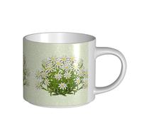 YWSOTRE Edelweiss, flores de montaña suizas,Taza de cerámica de gran capacidad, taza de té, taza de café 450 ml
