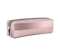 YWSOTRE Elegante Raya Rosa Rubor con Brillo De Oro Rosa, Estuche para lápices Estuche para lápices Estuche para lápices de Cuero portátil con Estuche para cosméticos con Cremallera