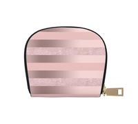 YWSOTRE Elegante Raya Rosa Rubor con Brillo De Oro Rosa, Funda de Cuero de PU para Tarjetas, Tarjetero Elegante, Tarjetero Tipo Billetera